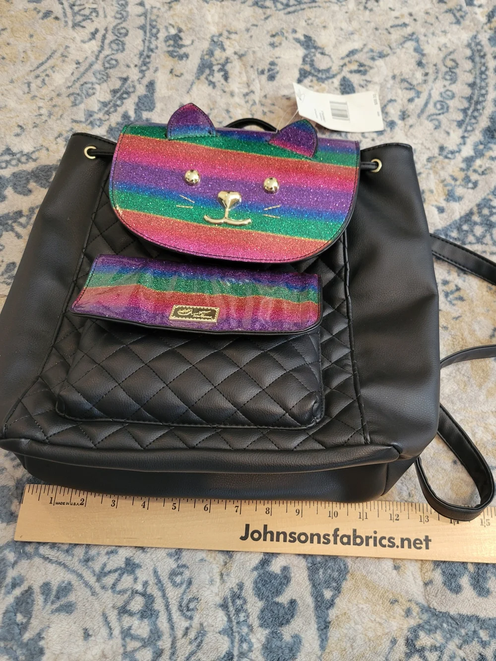Betsy Johnson Sparkle Cat Backpack - Rainbow Glitter NWT